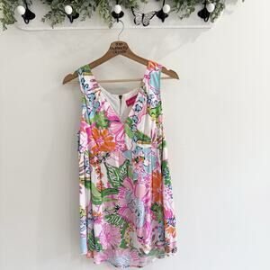Lilly Pulitzer X Target Floral Sleeveless Blouse Back Zipper Large VV12
